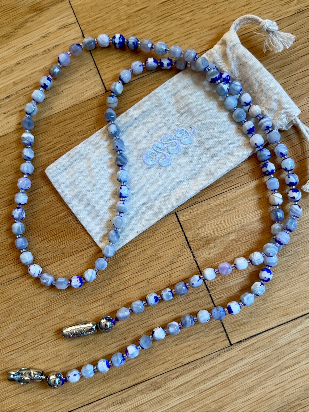 Ossa New York Glass Beaded phone cord in Grey/Blue ✨ NWT